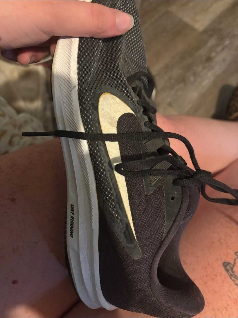 Nike Black Shoes with White Swoosh